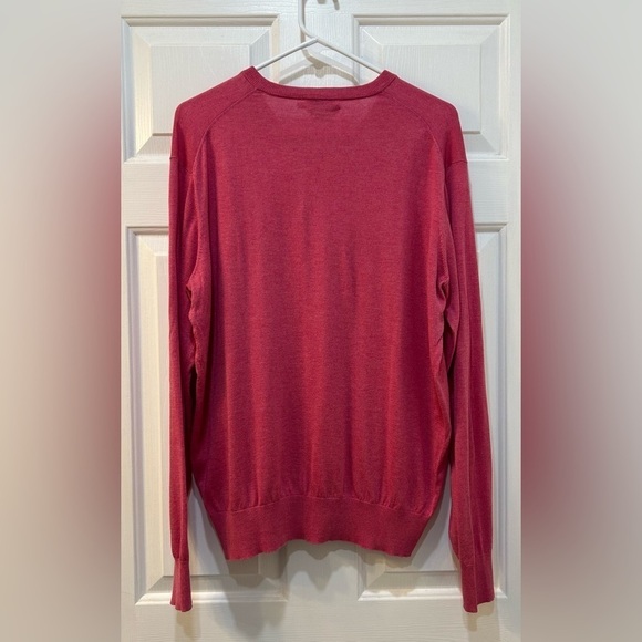 Peter Millar Crown Soft Silk Blend V-Neck Sweater Pink Soft Golf Resort Men Sz M - Picture 2 of 6